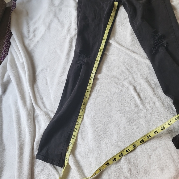 American Eagle Outfitters super stretch jeggings black ripped size 4 - Picture 7 of 7